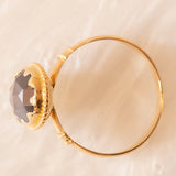 Solitario vintage in oro giallo 18K con granato, anni ‘40/‘50