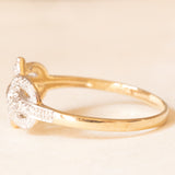 Anello vintage in oro giallo e bianco 9K con diamanti