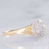 Anello a fiore vintage in oro giallo e bianco 14K con diamanti di taglio brillante (0.55ctw ca.), anni ‘80