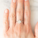 Anello a fiocco di neve in oro bianco 14K con diamanti di taglio brillante (0.55ctw ca.), anni ‘70/‘80