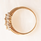 Anello vintage in oro giallo e bianco 9K con opali (0.25ctw ca.) e diamanti (0.30ctw ca.), anni ‘60