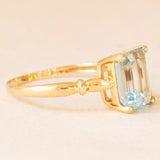 Anello vintage francese in oro giallo 18K con topazio azzurro trattato (2.70ct ca.), anni ‘50/‘60