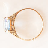 Anello vintage in oro giallo 9K con pasta di vetro azzurra, anno 1990