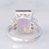 Anello da cocktail vintage in platino con ametrina (7.55ct) e diamanti (0.33ctw), anni ‘80/‘90