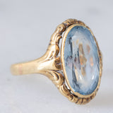 Anello da cocktail vintage in oro giallo 14K con topazio azzurro (4.50ct ca.), anni ‘50/‘60