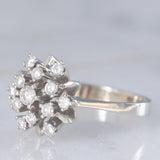 Anello a fiocco di neve in oro bianco 14K con diamanti di taglio brillante (0.50ctw ca.), anni ‘70