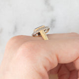 Anello a margherita vintage in oro giallo 18K con zaffiro e diamanti di taglio brillante (0.30ctw ca.), anni ‘70