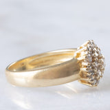 Anello a fiore e a fascia in oro giallo 14K con diamanti di taglio brillante (0.70ctw ca.), anni ‘70