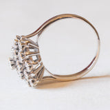 Anello vintage a forma di fiocco di neve in oro bianco 18K con diamanti (0.10ctw ca.), anni ‘70