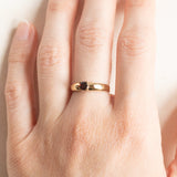 Anello solitario in oro giallo 14K con granato, anni ‘70/‘80