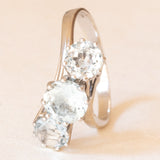 Anello vintage in oro bianco 14K con acquamarine (2.20ctw ca.), anni ‘70/‘80