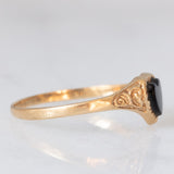Anello vintage in oro giallo 9K con cuore di onice, anno 1989