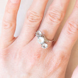 Anello vintage in oro bianco 14K con acquamarine (2.20ctw ca.), anni ‘70/‘80