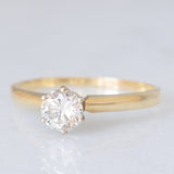 Solitario vintage in oro giallo 14K con diamante di taglio brillante (0.53ct ca.), anni ‘80/‘90