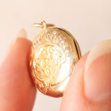 Ciondolo portafoto rotondo vintage con lamina in oro giallo 9K su metallo, anni ‘50/‘60