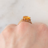 Solitario in oro giallo 9K con quarzo citrino di taglio a cuore (2.18ct ca.) e diamanti