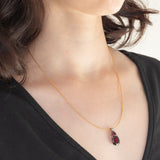 Collana vintage in oro giallo 8K con granati e diamanti, anni ‘70/‘80