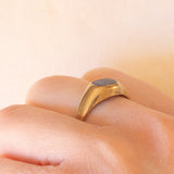 Anello chevalier vintage in oro giallo 8K con lapislazzuli, anni ‘50