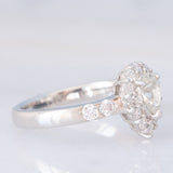 Anello a margherita a goccia in platino con diamanti (1.12ctw), anni ‘90