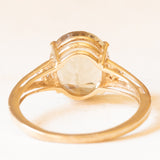 Anello da cocktail vintage in oro giallo 9K con quarzo citrino (4.20ct ca.) e diamanti