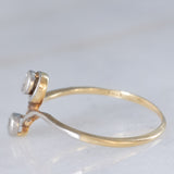 Anello Art Nouveau in oro giallo e bianco 14K con diamanti (0.12ctw ca.), anni ‘20