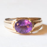 Anello a fascia vintage in oro giallo 9K con ametista (2.20ct ca.), anni ‘60/‘70