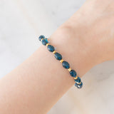 Braccialetto vintage in oro giallo 9K con pietre blu e pirite