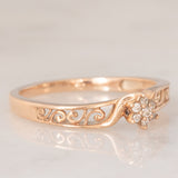 Anello vintage in oro rosa 9K con diamanti (0.03ctw ca.), anni ‘90
