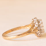Anello a margherita vintage in oro giallo e bianco 9K con opale (0.30ct ca.) e diamanti, anni ‘70/‘80