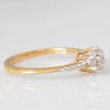 Anello a fiore vintage in oro giallo 9K con diamanti di taglio brillante (0.25ctw ca.), anni ‘80/‘90