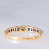 Tre anelli vintage in oro giallo 14K con rubini/smeraldi/zaffiri e diamanti, anni ‘70