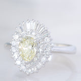 Anello ballerina vintage in platino con diamante fancy yellow (0.79ct) e diamanti (0.53ctw), anni ‘90