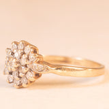 Anello a fiore vintage in oro giallo 9K con diamanti (0.20ctw ca.)