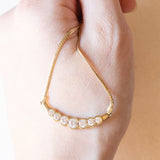 Collier moderno in oro giallo 8K e pietre bianche imitazioni di diamanti, anni ‘90