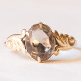 Anello vintage in oro giallo 9K con quarzo fumé (1.90ct ca.), anno 1979