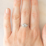 Anello vintage in oro bianco 9K con acquamarine (0.50ctw ca.) e diamanti (0.05ctw ca.), anni ‘90