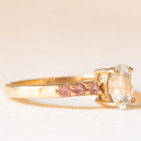Anello vintage in oro giallo 9K con acquamarina (0.65ct ca.) e tormaline rosa (0.12ctw ca.), anno 2005