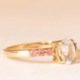 Anello vintage in oro giallo 9K con acquamarina (0.65ct ca.) e tormaline rosa (0.12ctw ca.), anno 2005