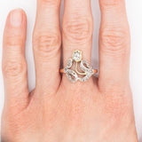 Anello antico in oro giallo e rosa 18K e argento con diamanti (0.40ctw ca.), anni ‘20