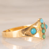 Anello antico in oro giallo 18K con turchesi, anno 1941