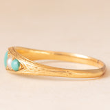 Anello antico in oro giallo 18K con turchesi e perline, anni ‘10