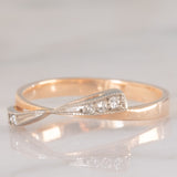 Anello vintage a fiocco in oro rosa e bianco 14K con diamanti