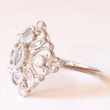 Anello vintage in oro bianco 9K con topazi azzurri e diamanti, anni ‘90
