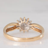 Anello a fiore vintage in oro giallo 9K con diamanti (0.25ctw ca.), anni ‘90