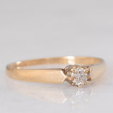 Solitario vintage in oro giallo 9K con diamante di taglio brillante (0.10ct ca.), anno 1989
