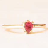 Anello vintage in oro giallo 10K con spinello rosa sintetico (0.30ct ca.) e diamanti