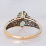 Toi et Moi vintage in oro giallo 8K con cromotormaline (0.65ctw) e diamanti (0.18ctw)