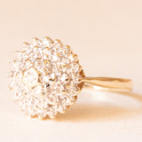 Anello a fiore vintage in oro giallo 9K e diamanti (0.25ctw ca.), anno 1994