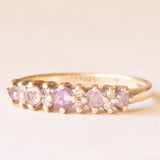 Anello vintage in oro giallo 9K con ametiste (0.035ctw ca.) e diamanti (0.04ctw ca.), anni ‘80