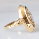 Anello da cocktail vintage in oro giallo 8K con quarzo fumé (1ct ca.), anni ‘70